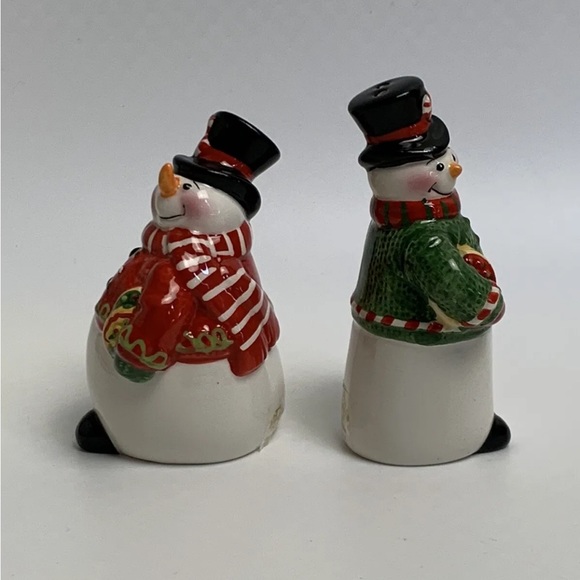 Fitz And Floyd Sugar Coated Christmas Salt Pepper Shakers Snowmen 2008 - Picture 5 of 8